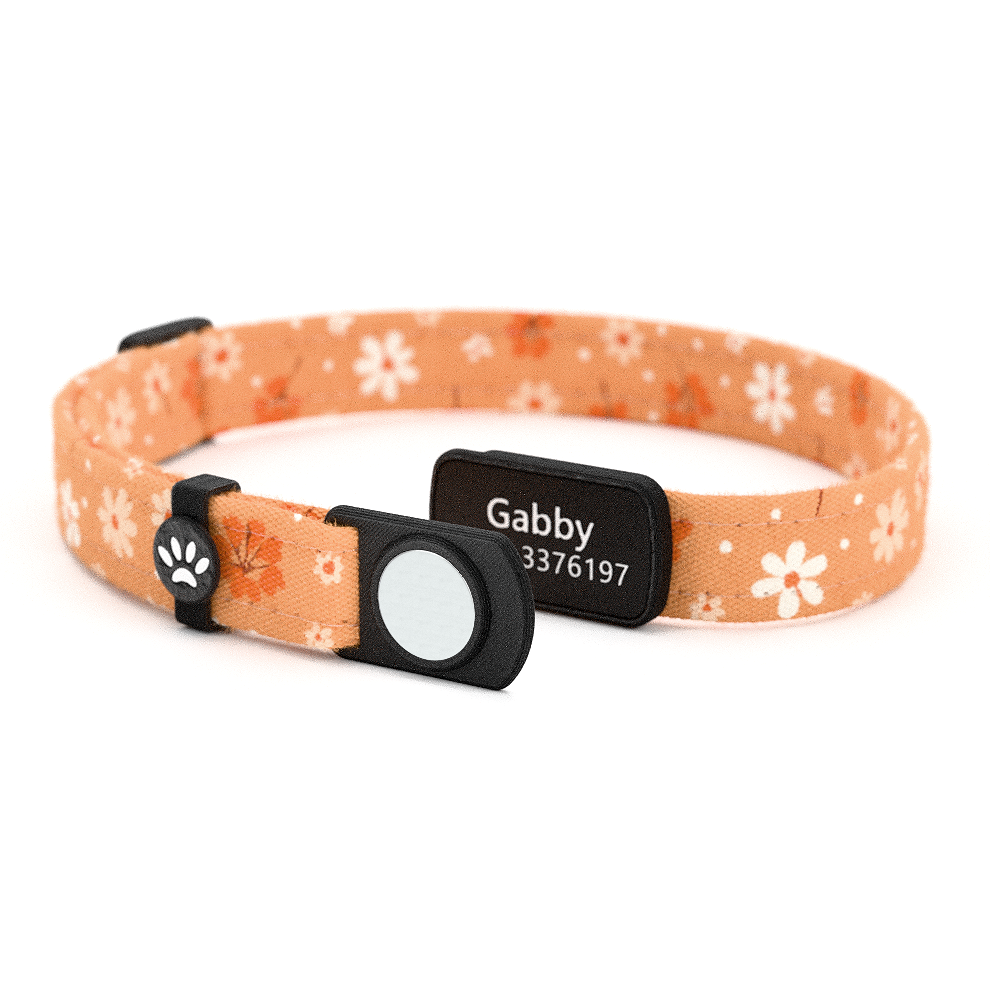 Katzenhalsband "Gabby" Orange Blumen