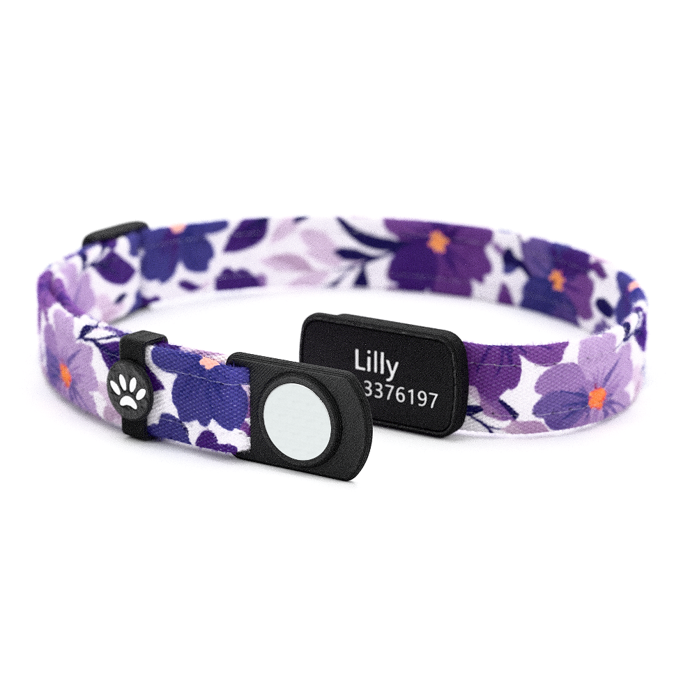 Katzenhalsband "Lilly" Lila Blumen