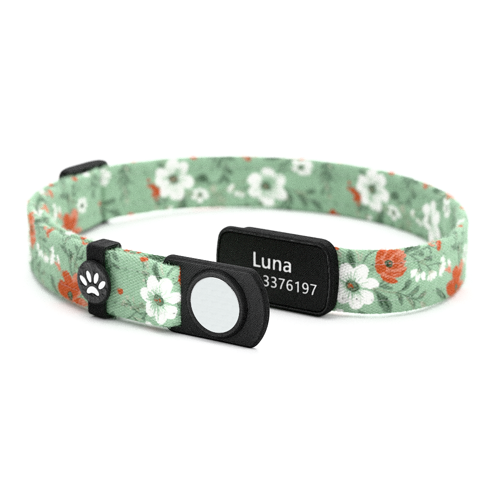 Katzenhalsband "Luna" Blumen Weiß-Rot