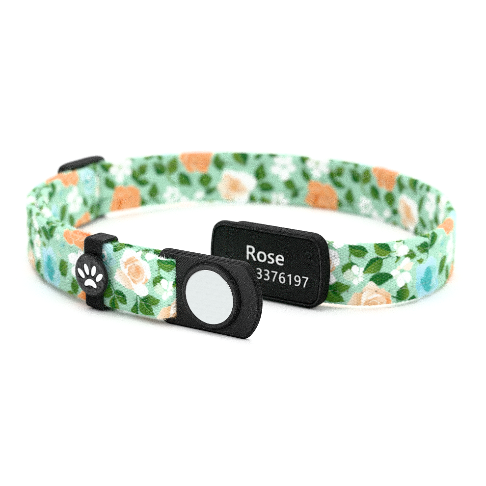 Katzenhalsband "Rose" Grün Rosen