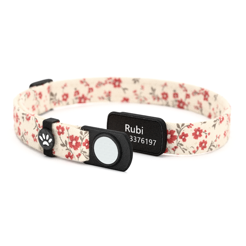 Katzenhalsband "Rubi" Rote Blümchen