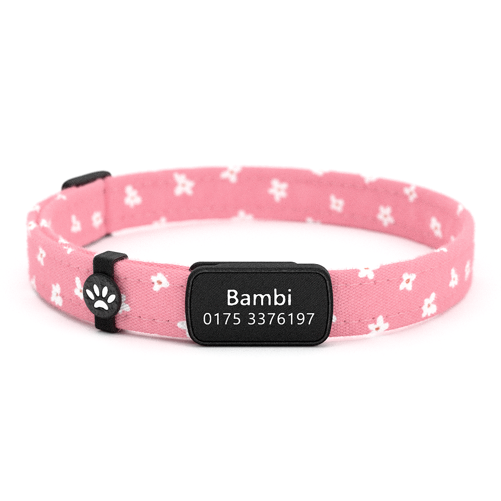Katzenhalsband "Bambi" Pink Blümchen