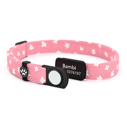 Katzenhalsband "Bambi" Pink Blümchen