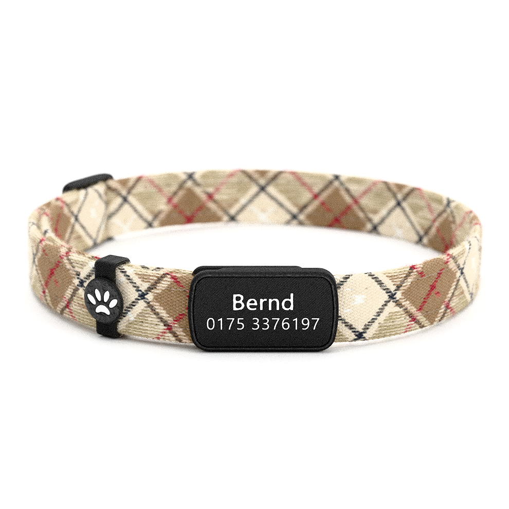 Katzenhalsband "Bernd" Tartan Braun