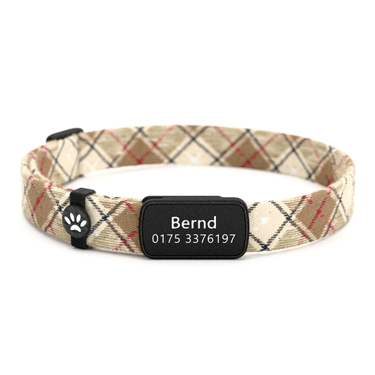 Katzenhalsband "Bernd" Tartan Braun