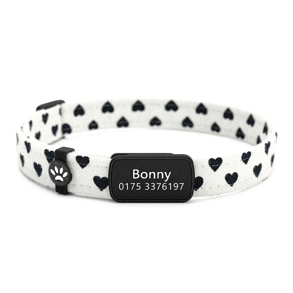 Katzenhalsband "Bonny" Schwarze Herzen