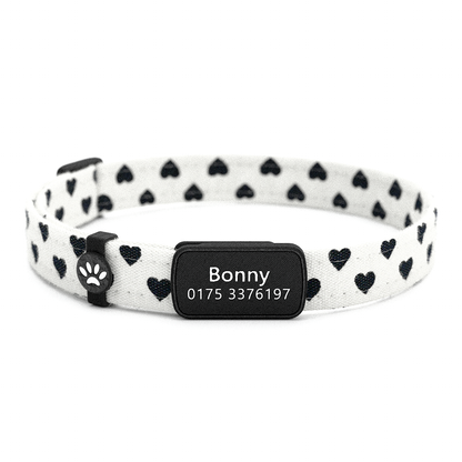 Katzenhalsband "Bonny" Schwarze Herzen