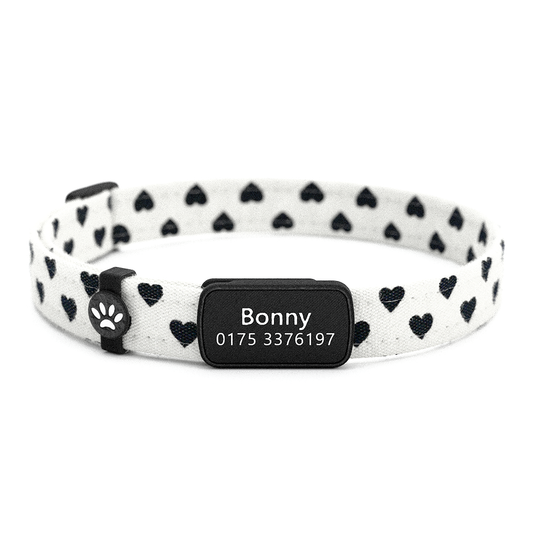 Katzenhalsband "Bonny" Schwarze Herzen