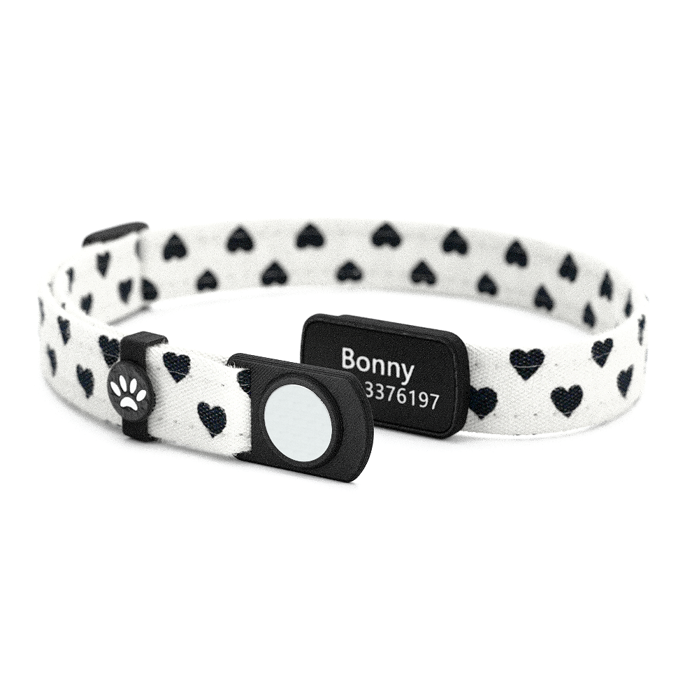 Katzenhalsband "Bonny" Schwarze Herzen