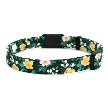 Katzenhalsband "Charlie" Dunkelgrün Blumen