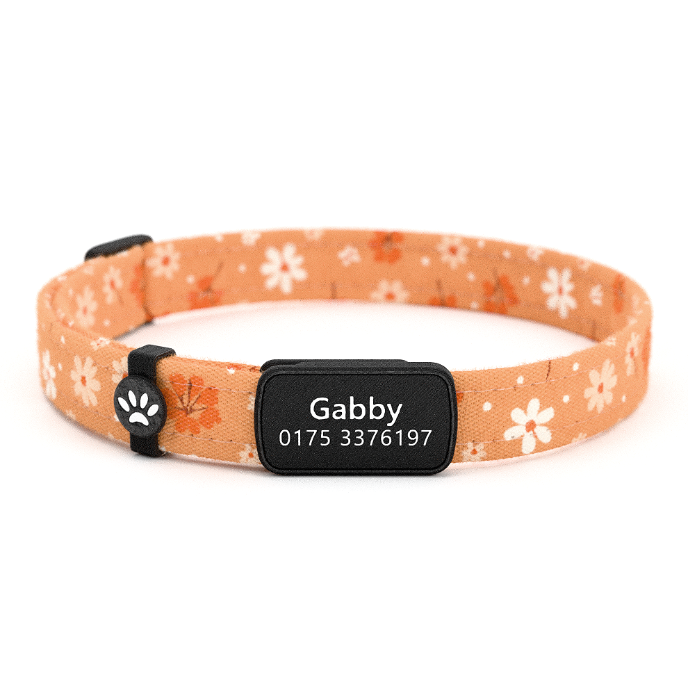 Katzenhalsband "Gabby" Orange Blumen
