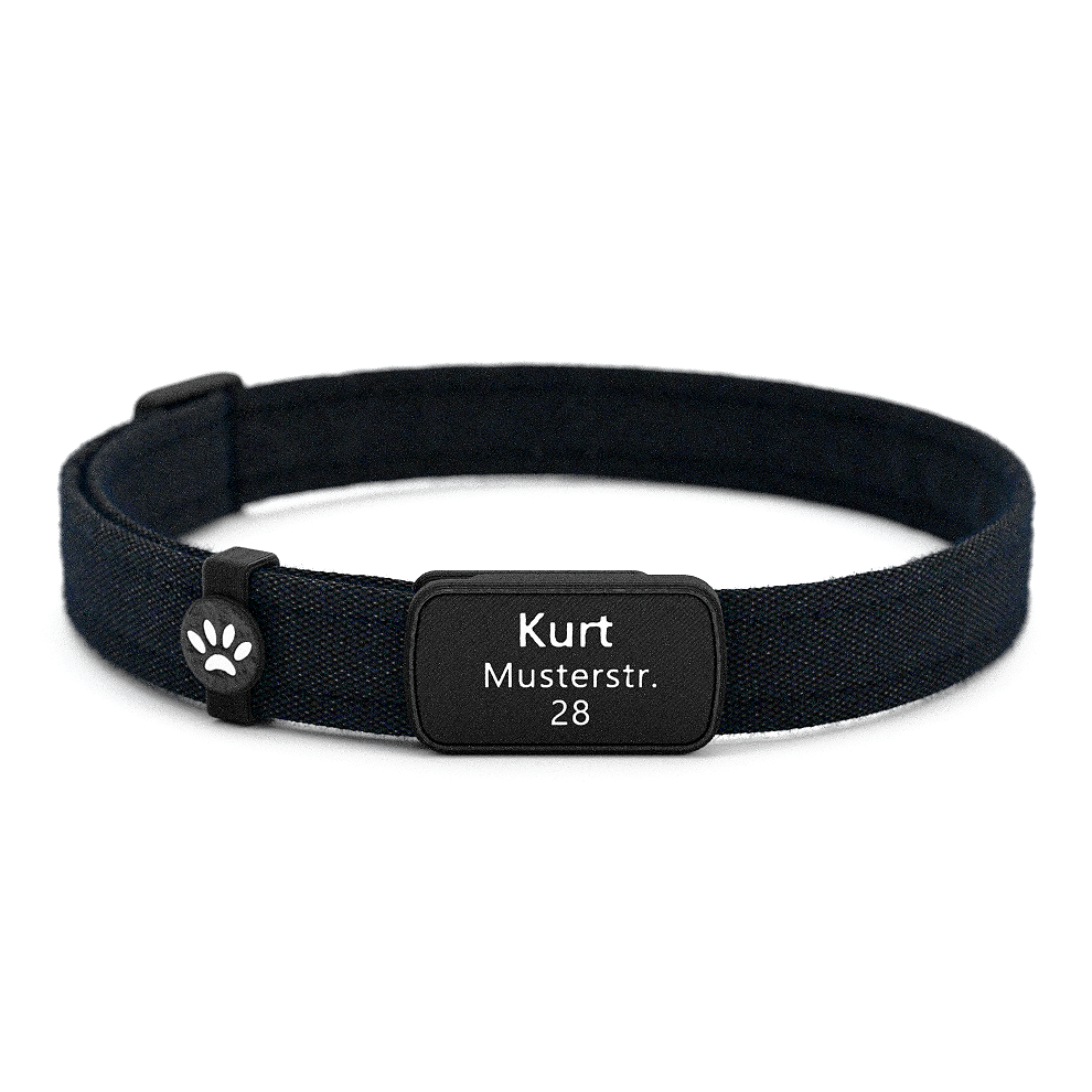 Katzenhalsband "Kurt" Schwarz Uni