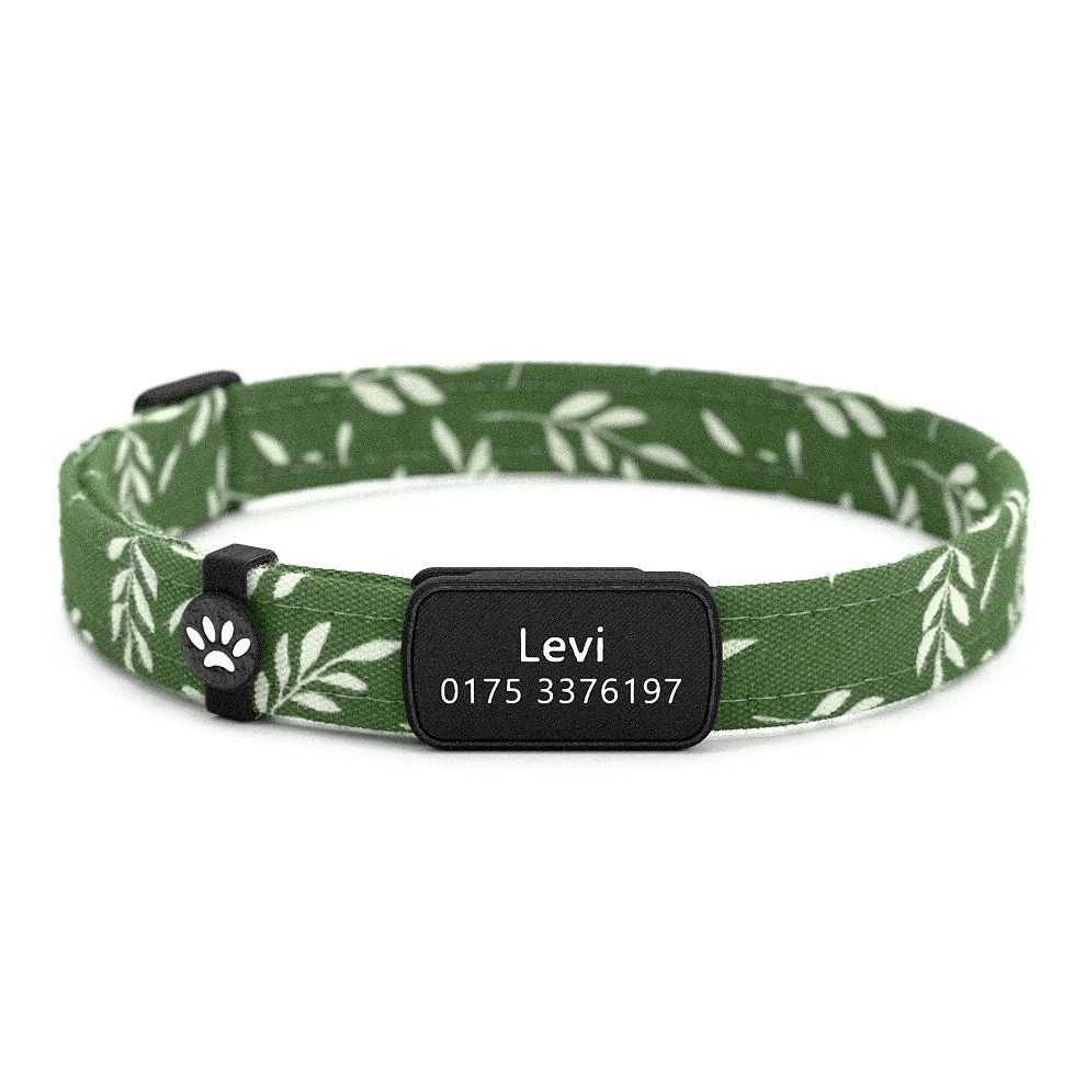 Katzenhalsband "Levi" Grün Blätter