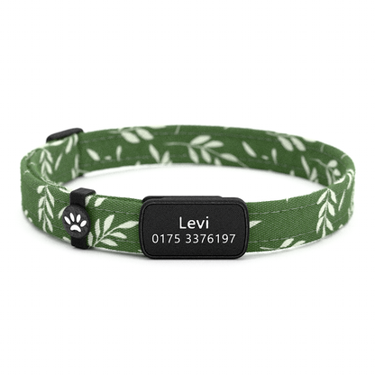 Katzenhalsband "Levi" Grün Blätter