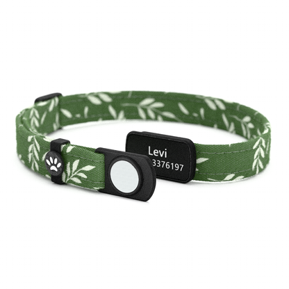 Katzenhalsband "Levi" Grün Blätter