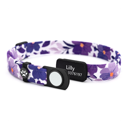 Katzenhalsband "Lilly" Lila Blumen