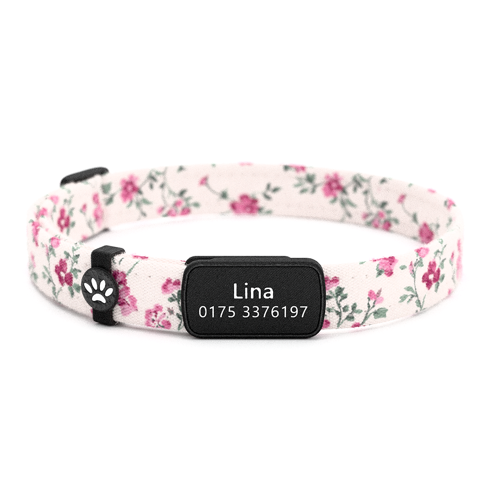 Katzenhalsband "Lina" Pink Lila Blümchen