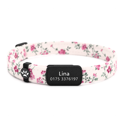 Katzenhalsband "Lina" Pink Lila Blümchen