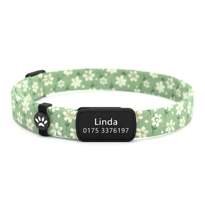 Katzenhalsband "Linda" Lindgrün Blumen