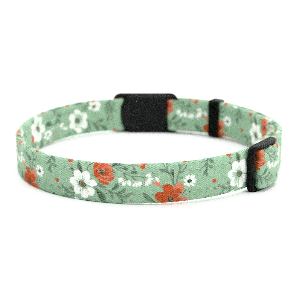 Katzenhalsband "Luna" Blumen Weiß-Rot