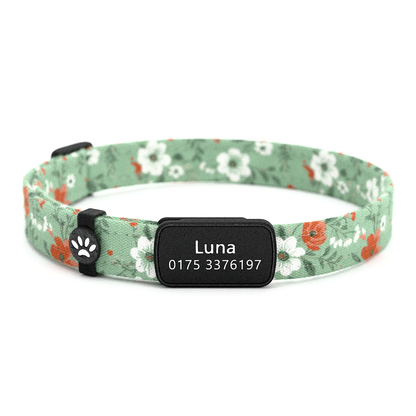 Katzenhalsband "Luna" Blumen Weiß-Rot