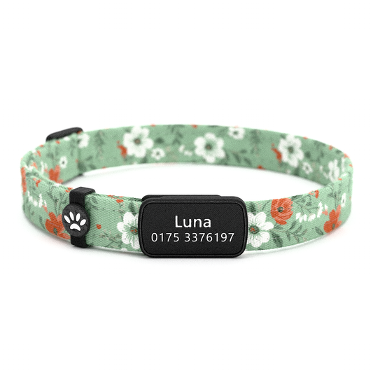 Katzenhalsband "Luna" Blumen Weiß-Rot