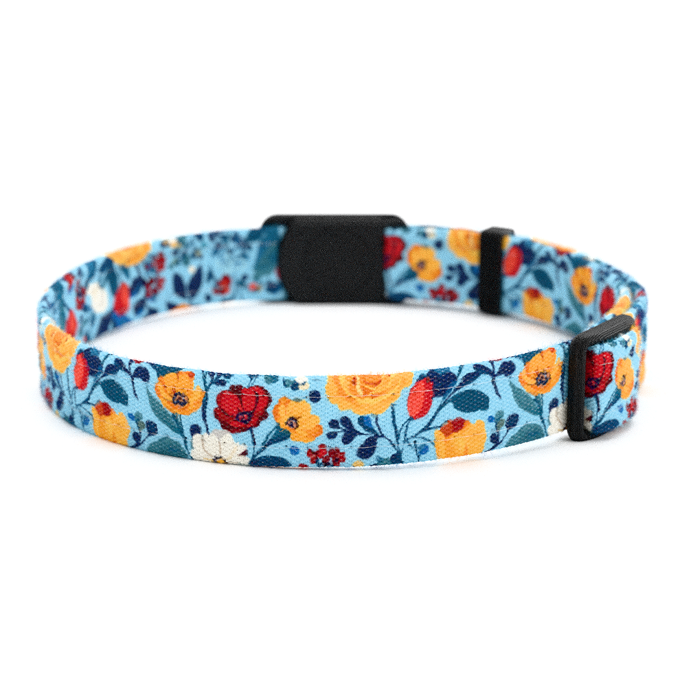 Katzenhalsband "Marlie" Hellblau Blumen