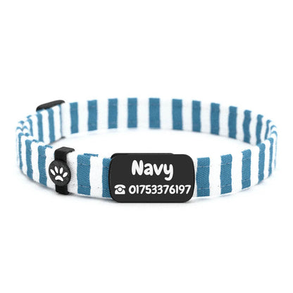 NAVY Personalisiertes Katzenhalsband mit Magnetverschluss