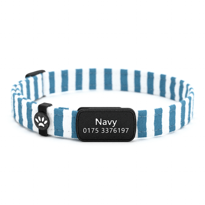 Katzenhalsband "Navy" Blaue Streifen