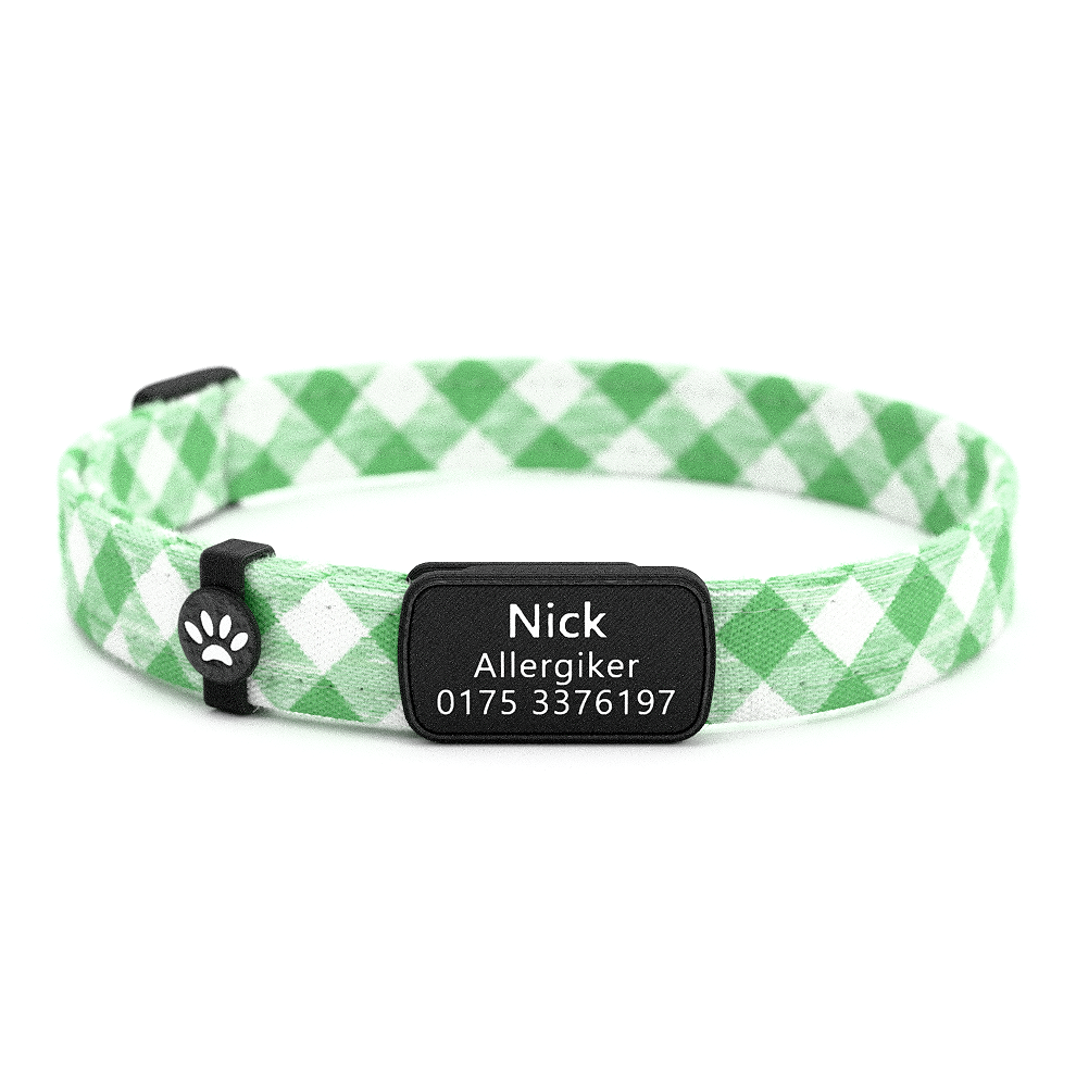 Katzenhalsband "Nick" Karo Grün