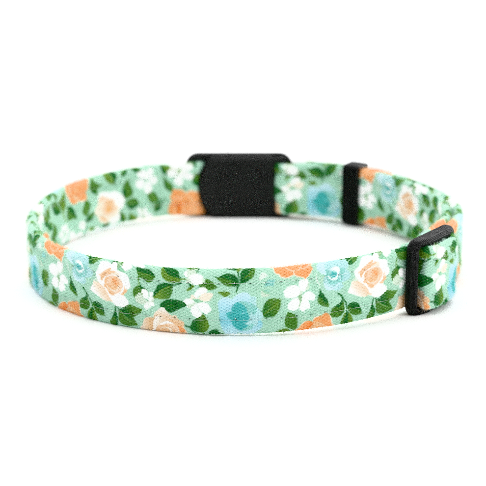 Katzenhalsband "Rose" Grün Rosen