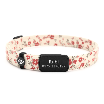 Katzenhalsband "Rubi" Rote Blümchen