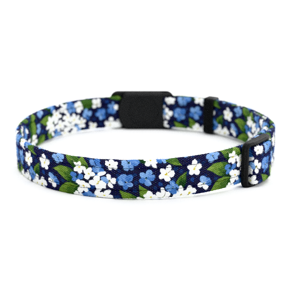 Katzenhalsband "Shadow" Dunkelblau Blümchen